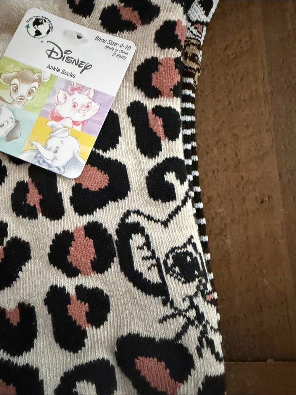 Disney 101 Dalmatians Perdita Animal Print Ankle Socks 2 Pairs Shoe Size 4-10